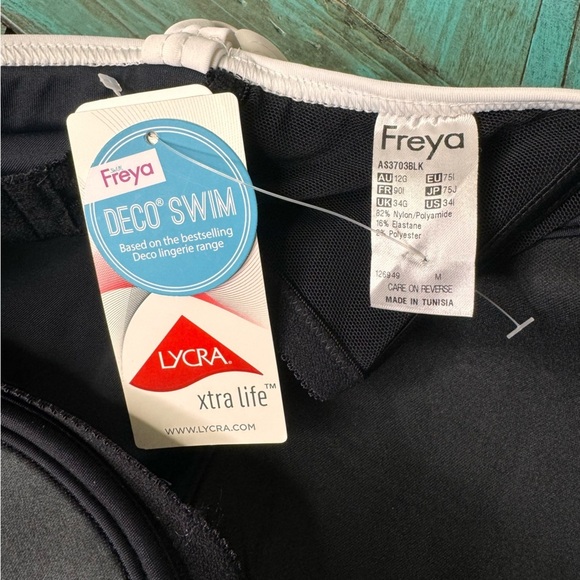 Freya Back To Black Tankini Top Underwired Padded Bikini - Black Size 34I - Picture 7 of 9